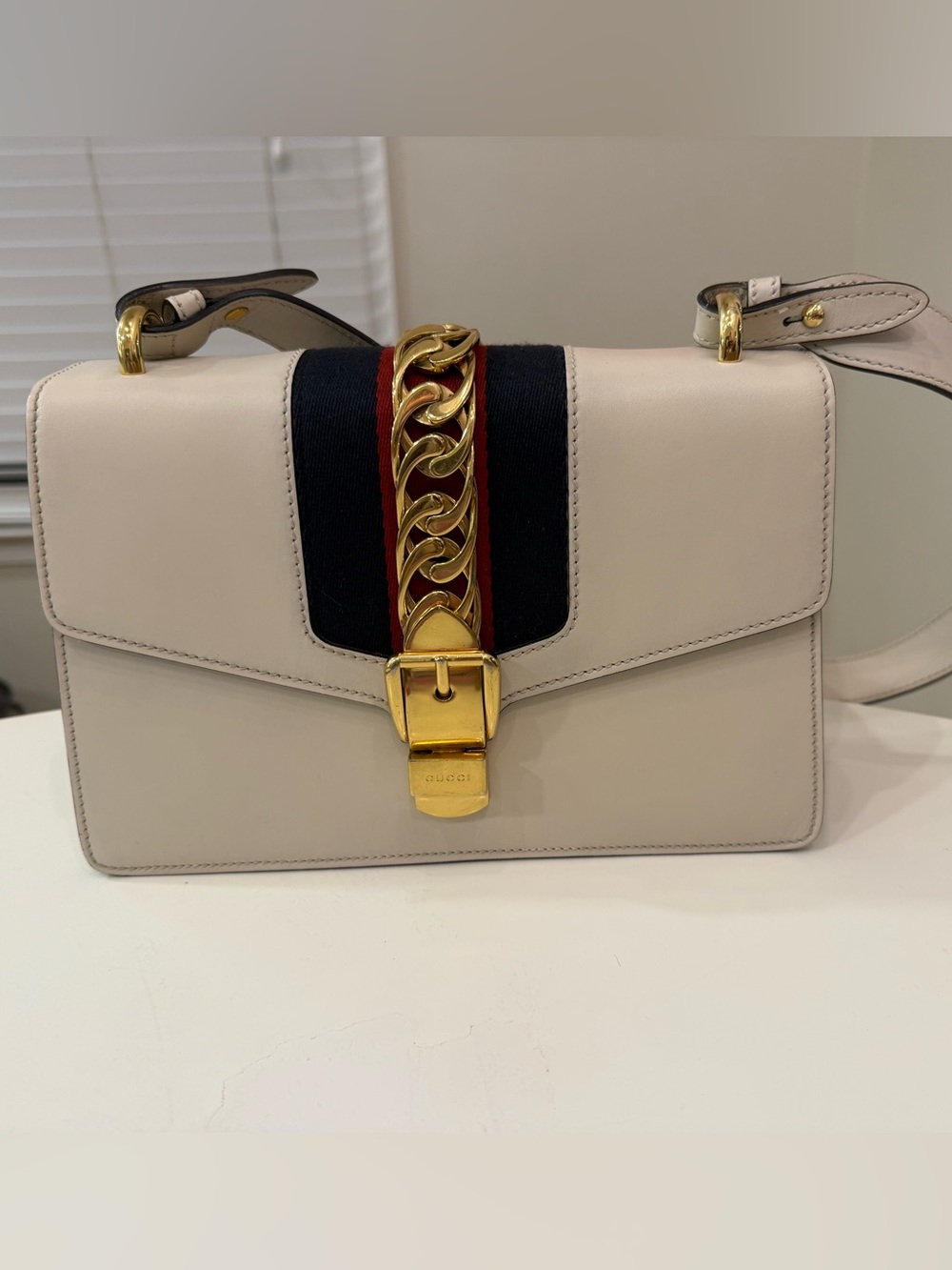 Gucci Small Sylvie Shoulder bag off white with ribbon included